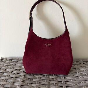 Kate Spade Deep Red Suede Shoulder Bag